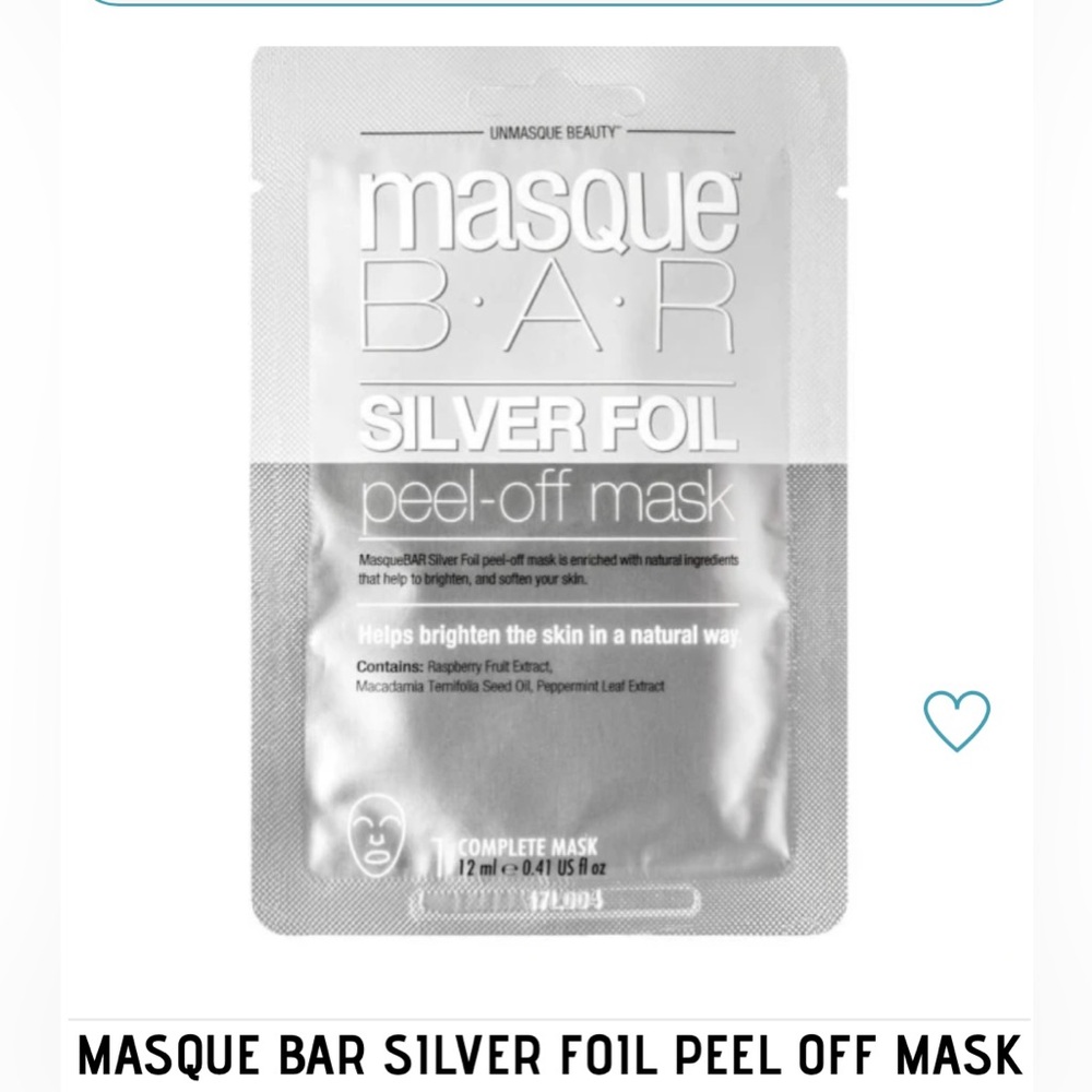 UNMASQUE BEAUTY - Masque B•A•R - Silver Foil Peel-Off Mask - 2/$15 - (12 ml x 2)